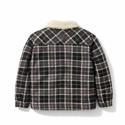 Plaid Sherpa Overshirt - Black / Gray