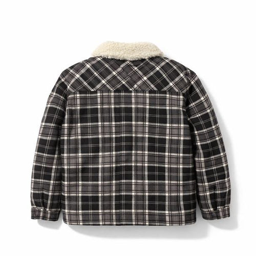 Plaid Sherpa Overshirt - Black / Gray