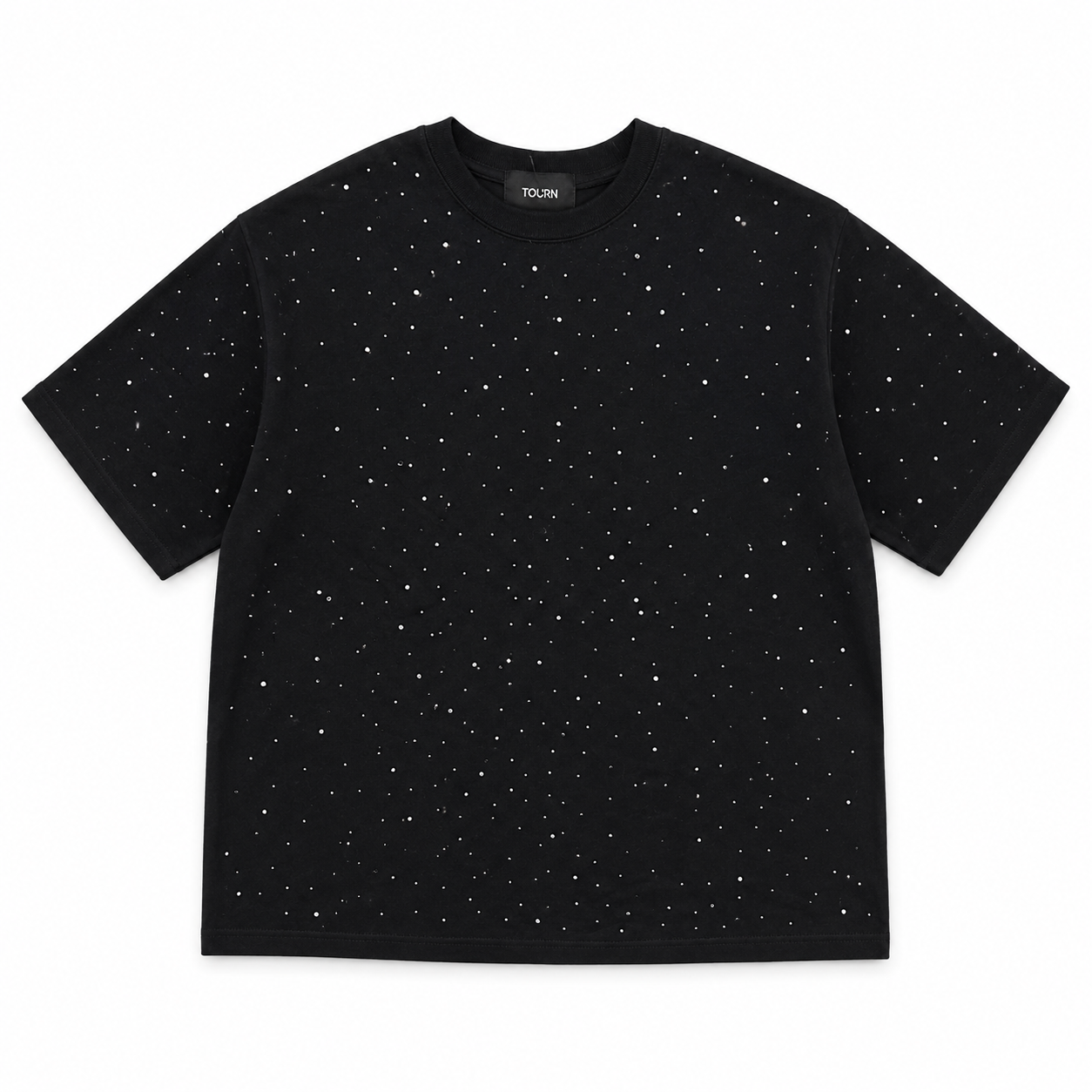 Saint Black Tee - All Over Rhinestone