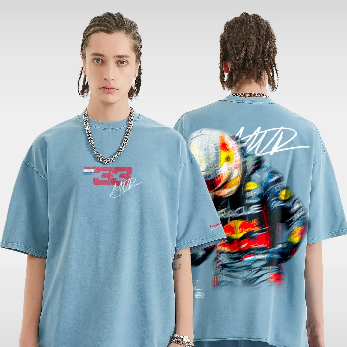 T-SHIRT DE COURSE VERSTAPPEN BLUR – GRIS FONCÉ