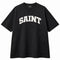 T-shirt noir « Saint » à écusson côtelé blanc