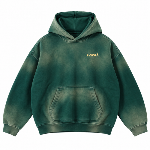Sweat à capuche vert dégradé soleil local