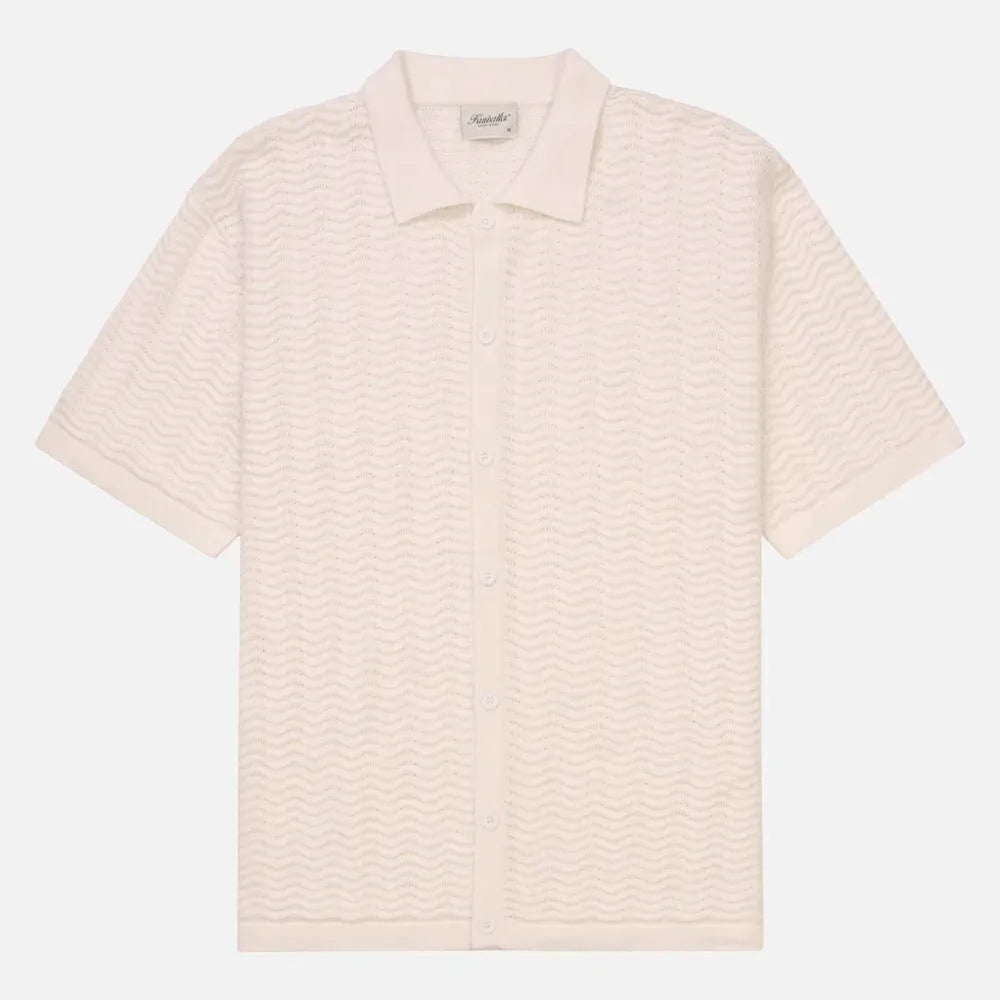 Wave Knit Polo - Flat White