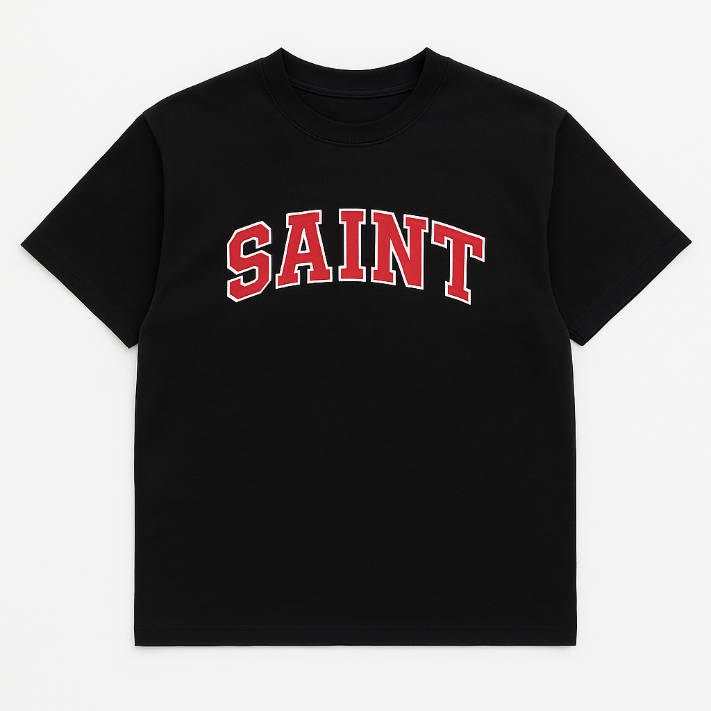 Black ''Saint'' Red Patch Tee