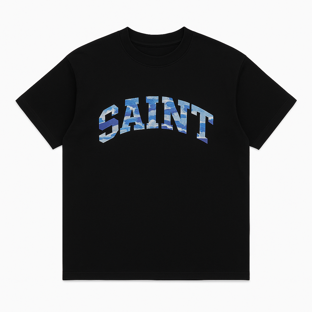 Black “Saint” Blue Camo Tee