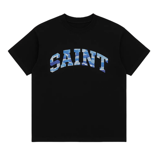 Black “Saint” Blue Camo Tee