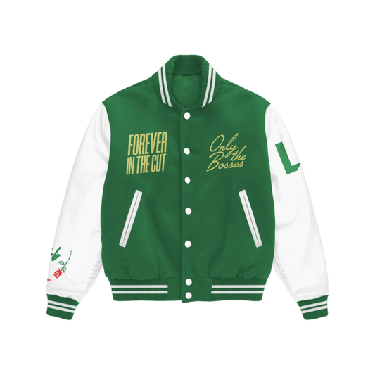 No Friends Just Family Varsity Jacket (Green)