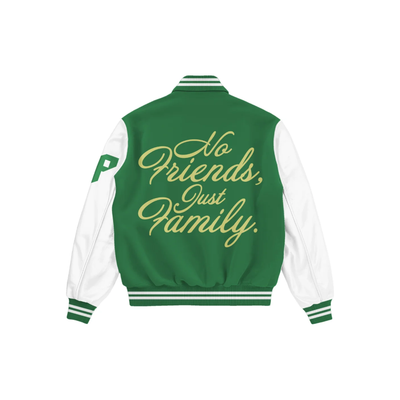 No Friends Just Family Varsity Jacket (Green)