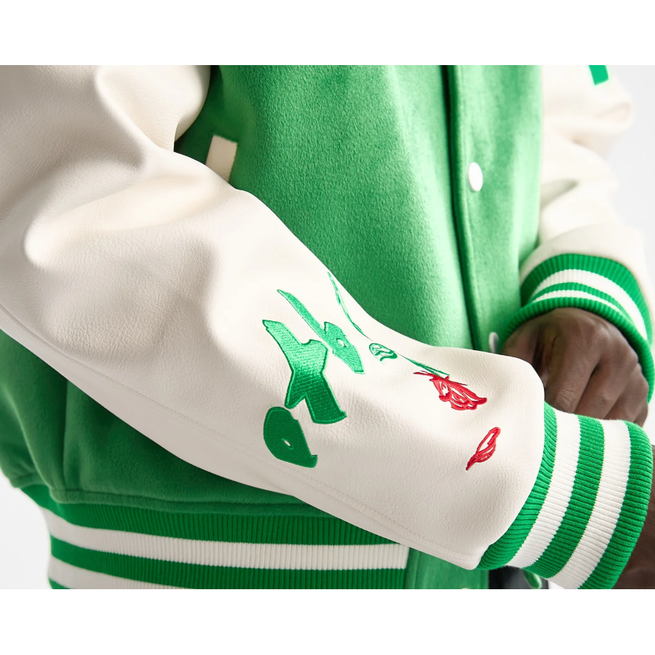 No Friends Just Family Varsity Jacket (Green)