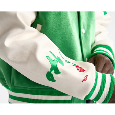 No Friends Just Family Varsity Jacket (Green)