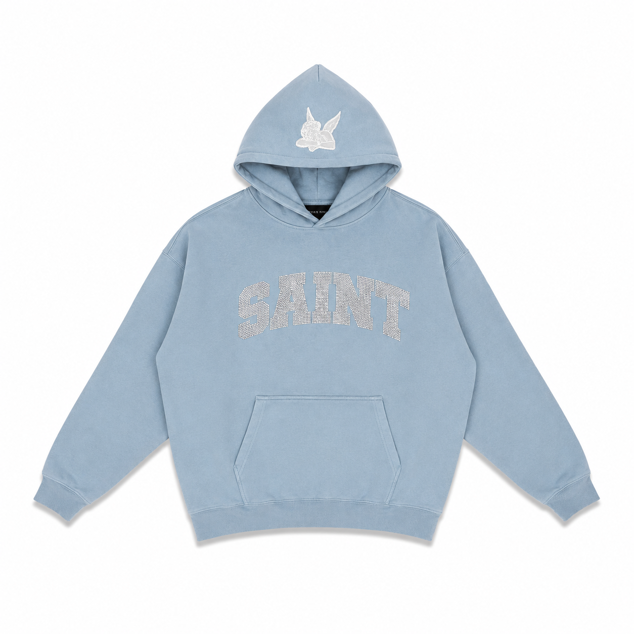 Saint University Blue Hoodie - Grey Rhinestone
