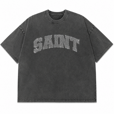 Saint Dark Wash Tee - Grey Rhinestones