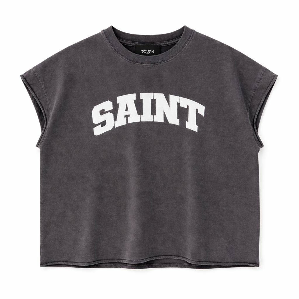 Saint Dark Grey Tank Top - White Patch