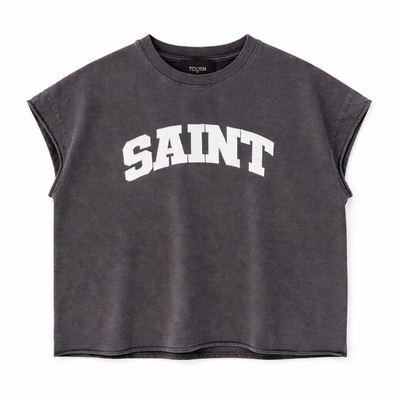 Saint Dark Grey Tank Top - White Patch