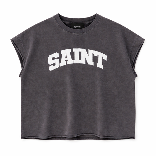 Saint Dark Grey Tank Top - White Patch
