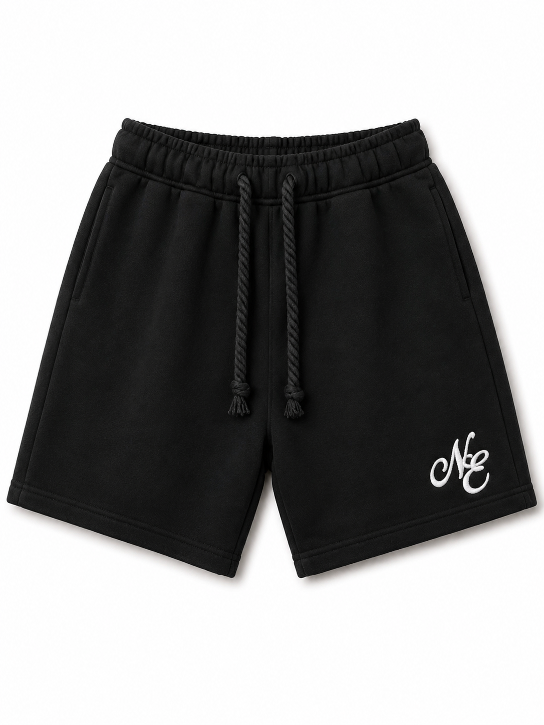 NE - Sweatshorts - Black (White Embroidery)