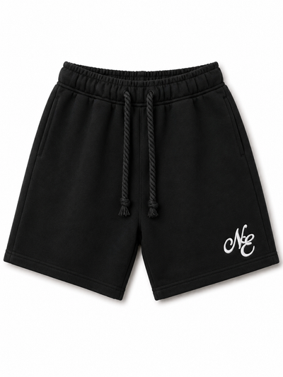 NE - Sweatshorts - Black (White Embroidery)