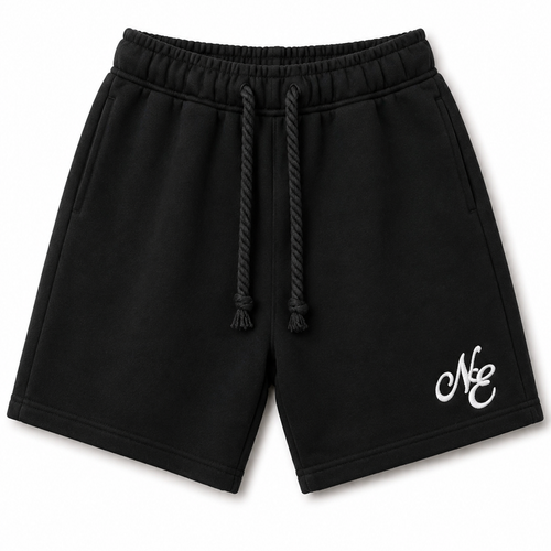 NE - Sweatshorts - Black (White Embroidery)