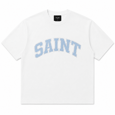 Saint White Tee - Light Blue Patch