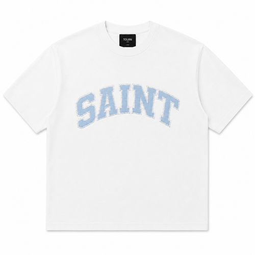 Saint White Tee - Light Blue Patch