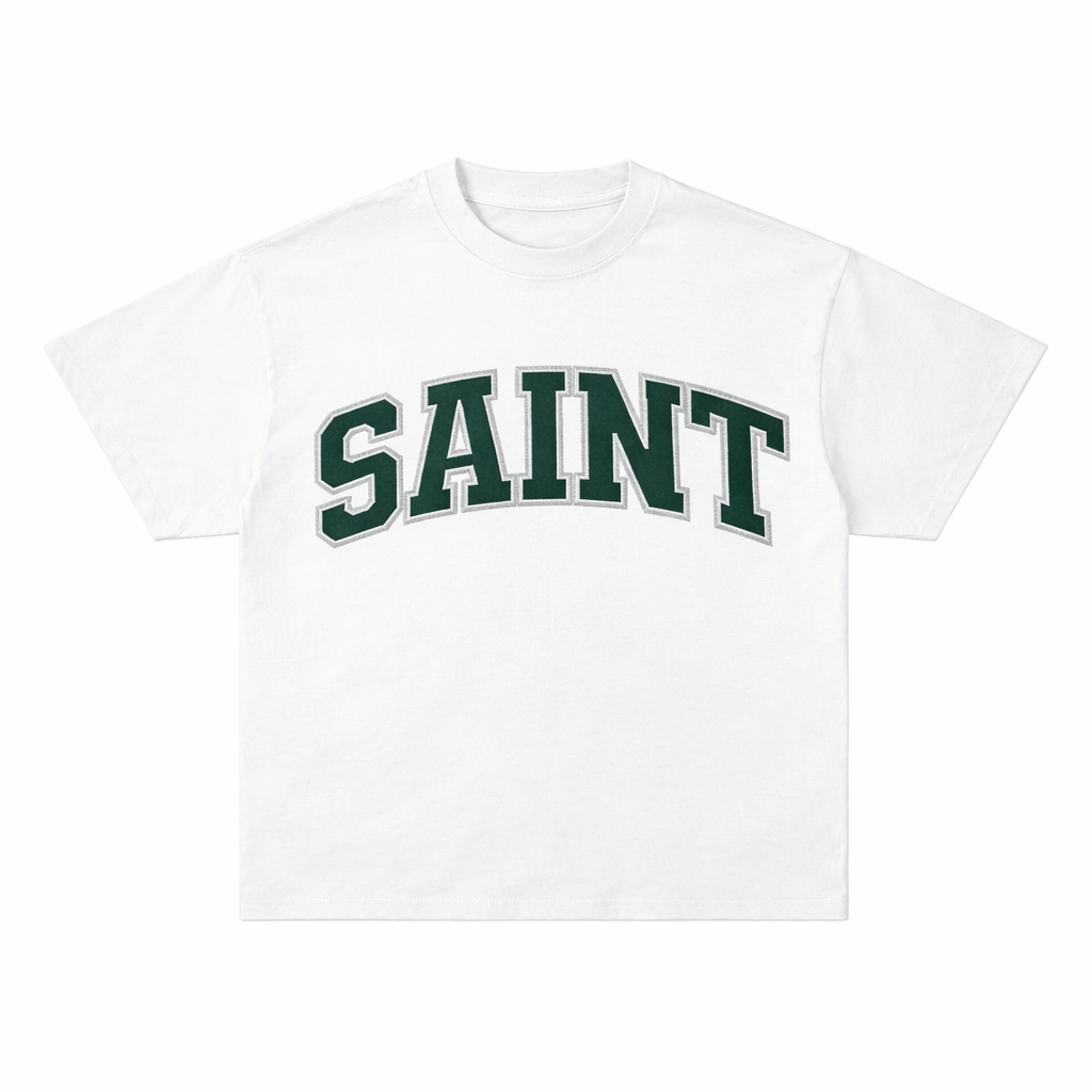 Saint White Tee - Forest Green Patch