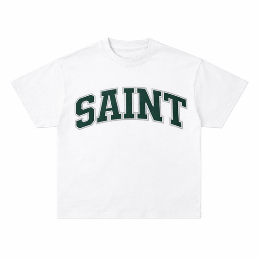 Saint White Tee - Forest Green Patch