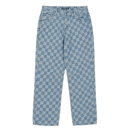 Checkered Baggy Denim FW26 - Light- BLue