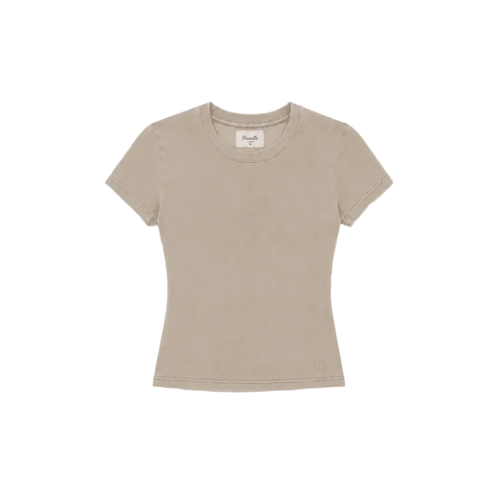 Micro Rib Tee - Milk Tea Beige