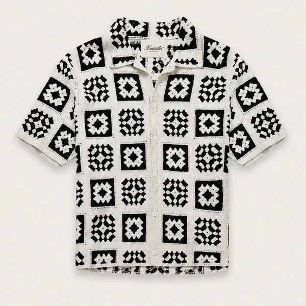 SS26 Knitted Quilt Shirt - White
