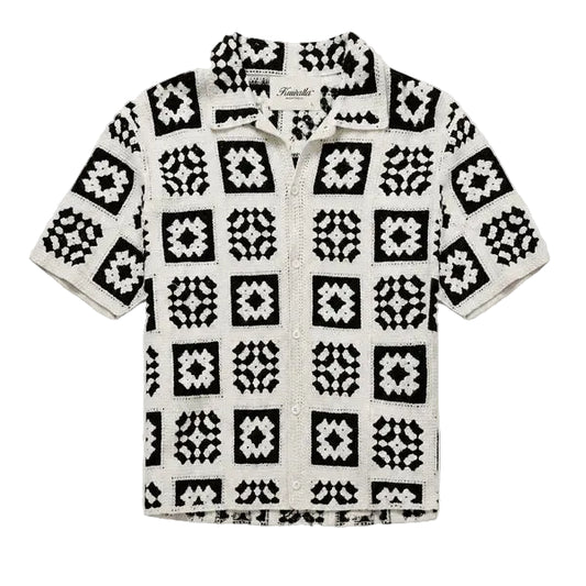 SS26 Knitted Quilt Shirt - White