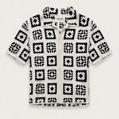 SS26 Knitted Quilt Shirt - White