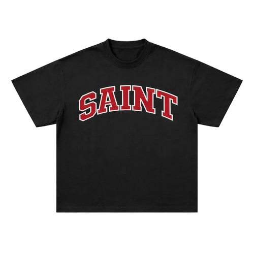 Saint Black Tee - Red White Patch