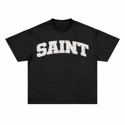 Saint Black Tee -  White Patch / White Stitch