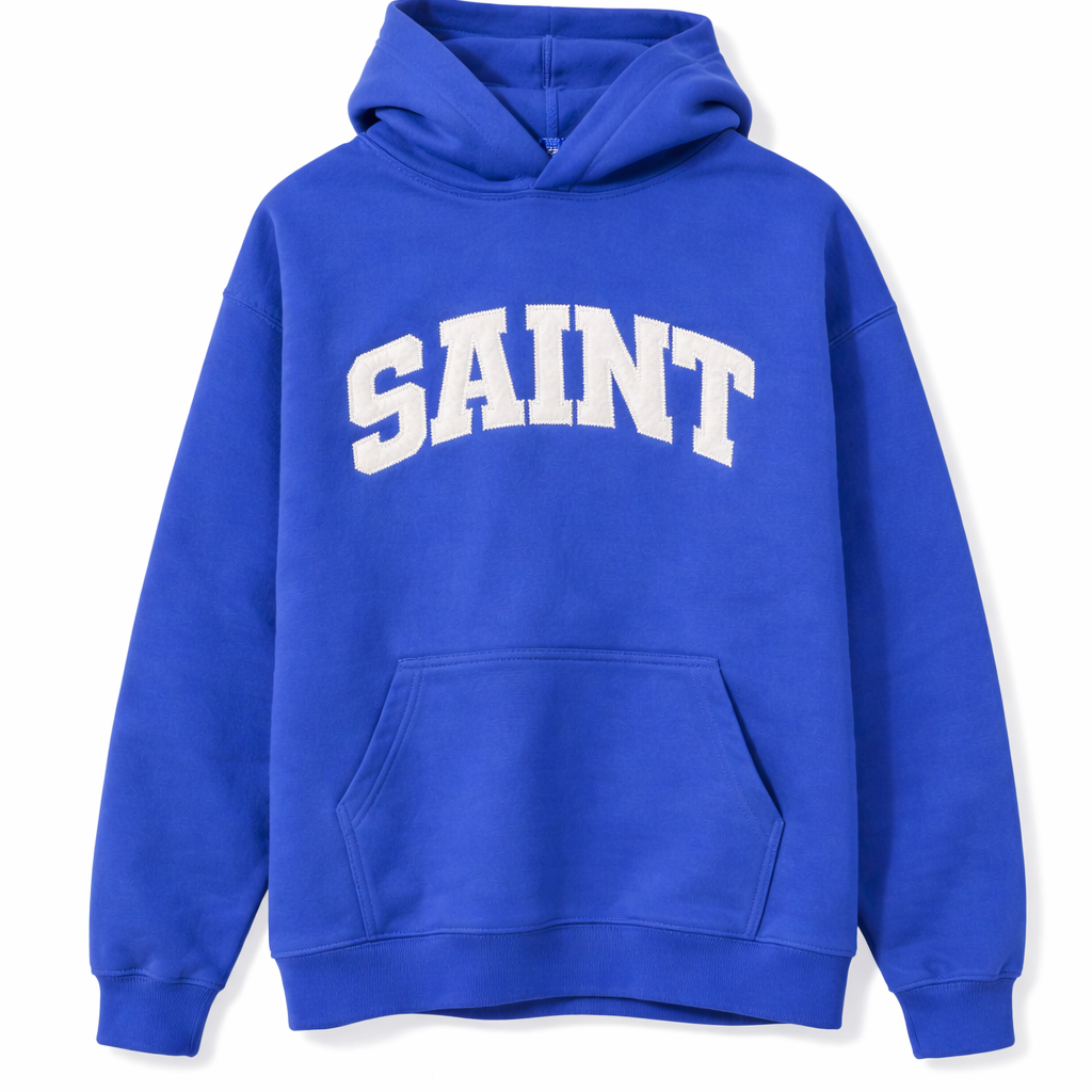Hoodie - "Saint" Royal Blue - White Patch