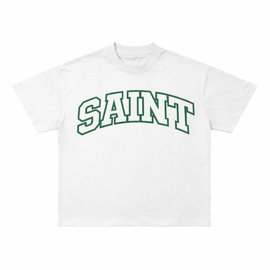 T-shirt - « Saint » Blanc - Écusson à contour vert