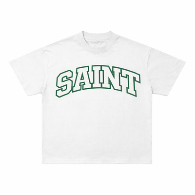 Saint White Tee - Green Outline Patch