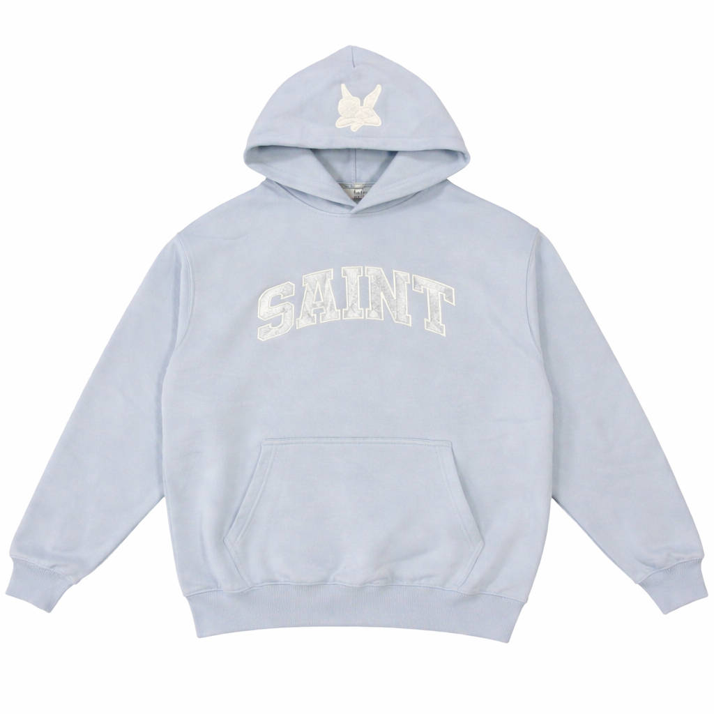 Saint Light Blue Hoodie - White Stitch
