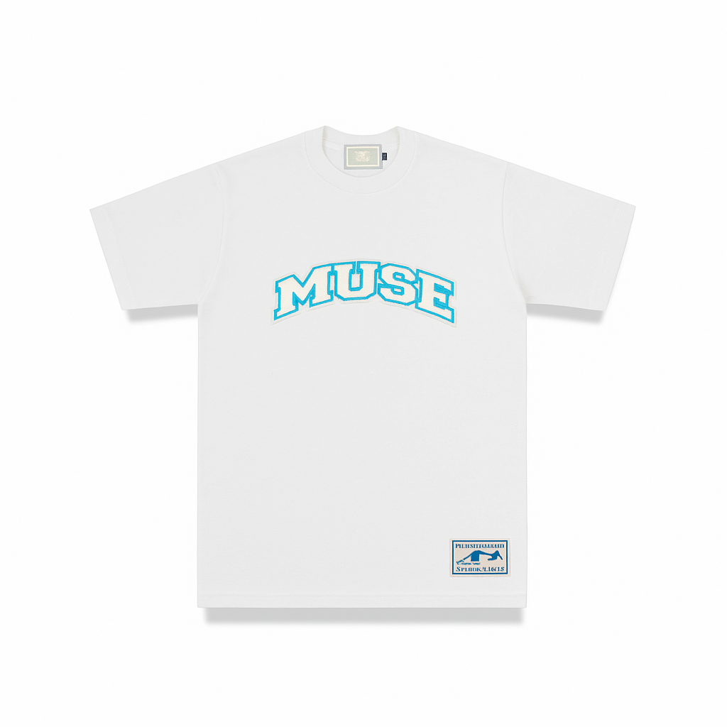 Muse Tee Multi Blue Patch White