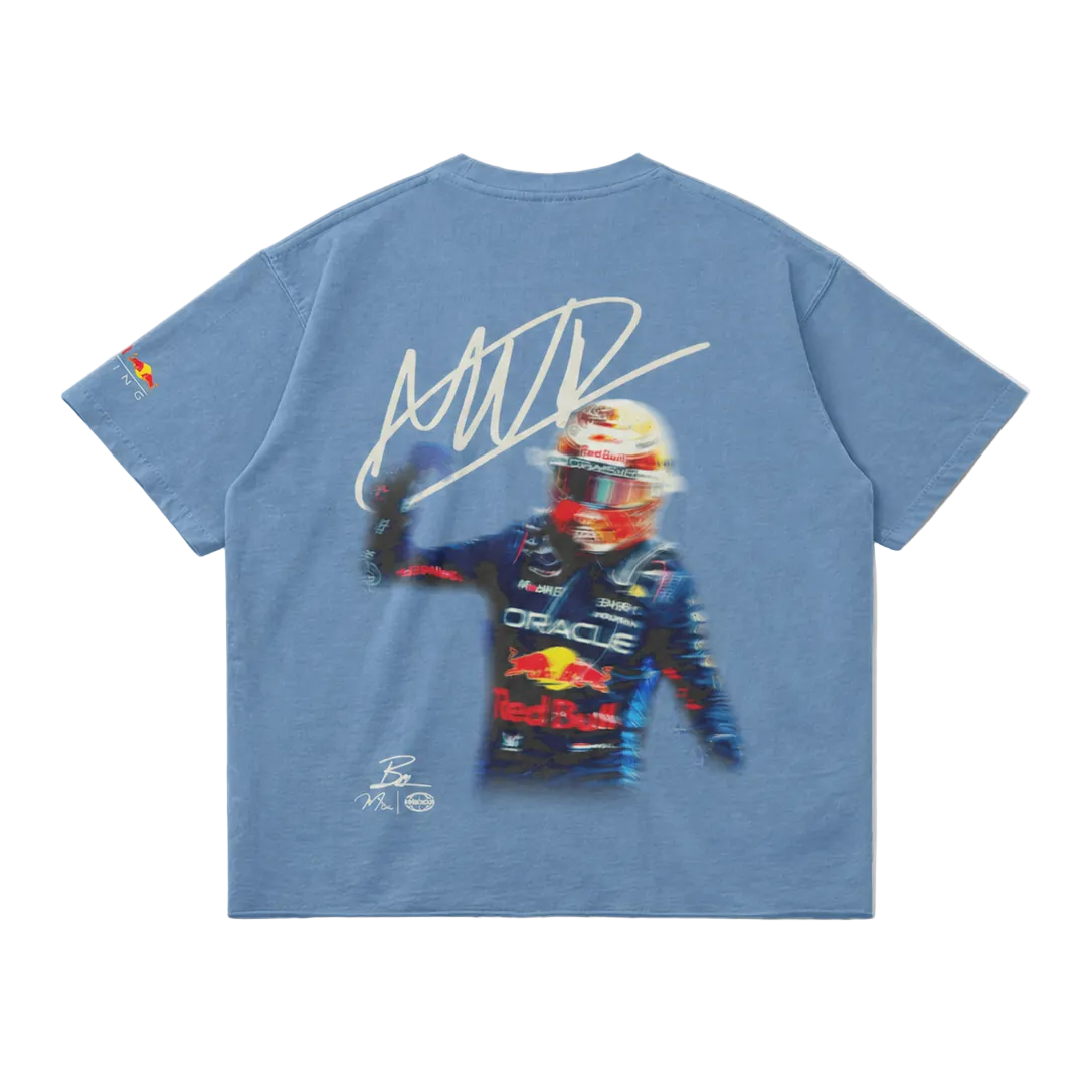 VERSTAPPEN BLUR RACING TEE - (HANDS UP) – MEDIUM BLUE