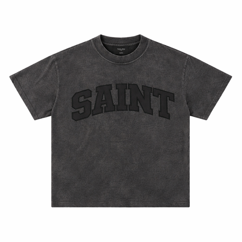 Saint Faded Black Tee - Black Stitch