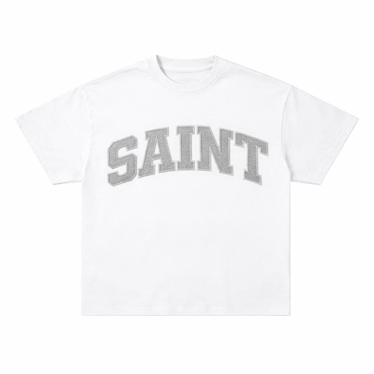 Saint White Tee - Light Grey Patch