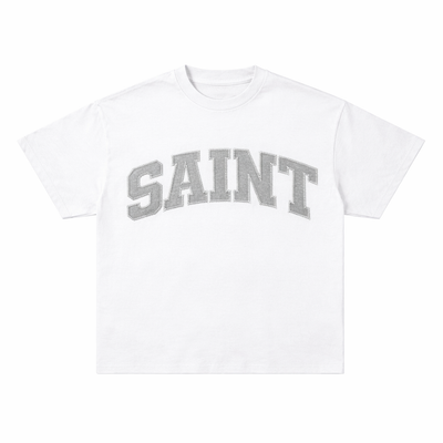 Saint White Tee - Light Grey Patch