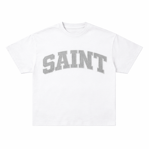 Saint White Tee - Light Grey Patch