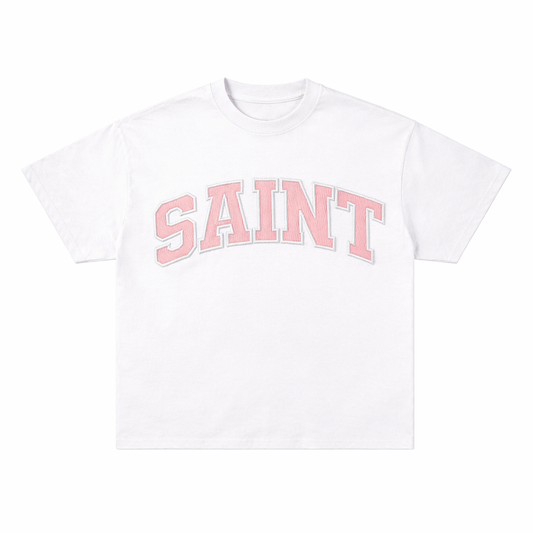 Saint White Tee - Baby Pink Patch