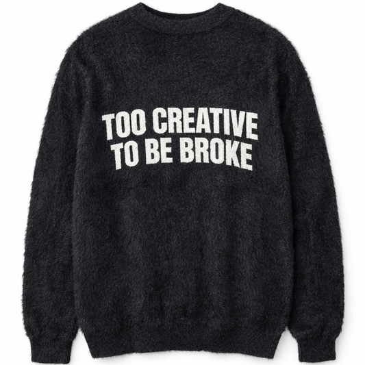 "Riche Et En Santé" Fur Crewneck - Black