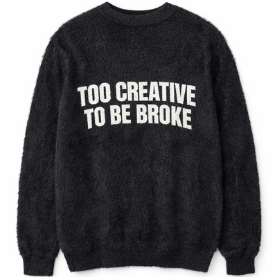 "Riche Et En Santé" Fur Crewneck - Black