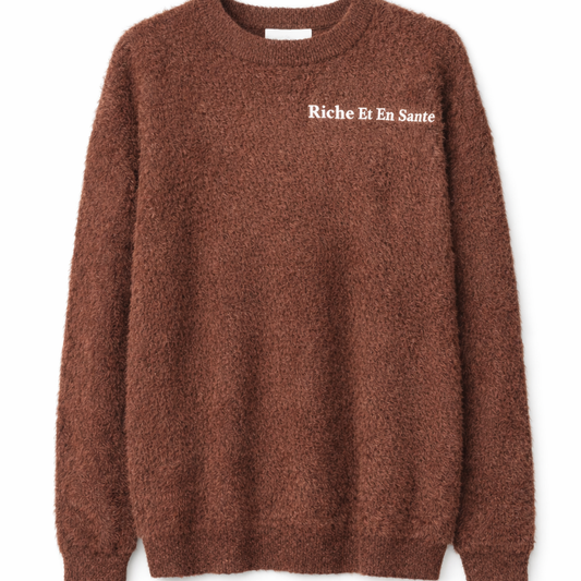 "Riche Et En Santé" Fur Crewneck - Brown