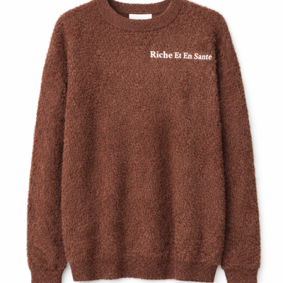 "Riche Et En Santé" Fur Crewneck - Brown