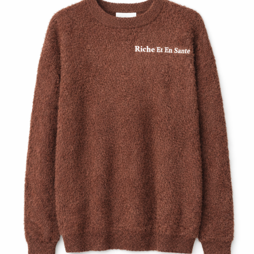 "Riche Et En Santé" Fur Crewneck - Brown