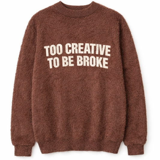 "Riche Et En Santé" Fur Crewneck - Brown